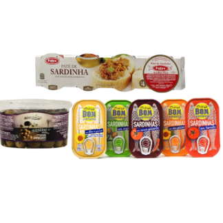 Pack Sardines Gourmet (Sardines x5 + Pâtés x 4 + Olives)